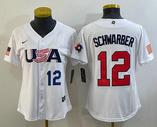 Womens USA Baseball #12 Kyle Schwarber Number 2023 White World Classic Stitched Jersey->2023 world baseball classic->MLB Jersey